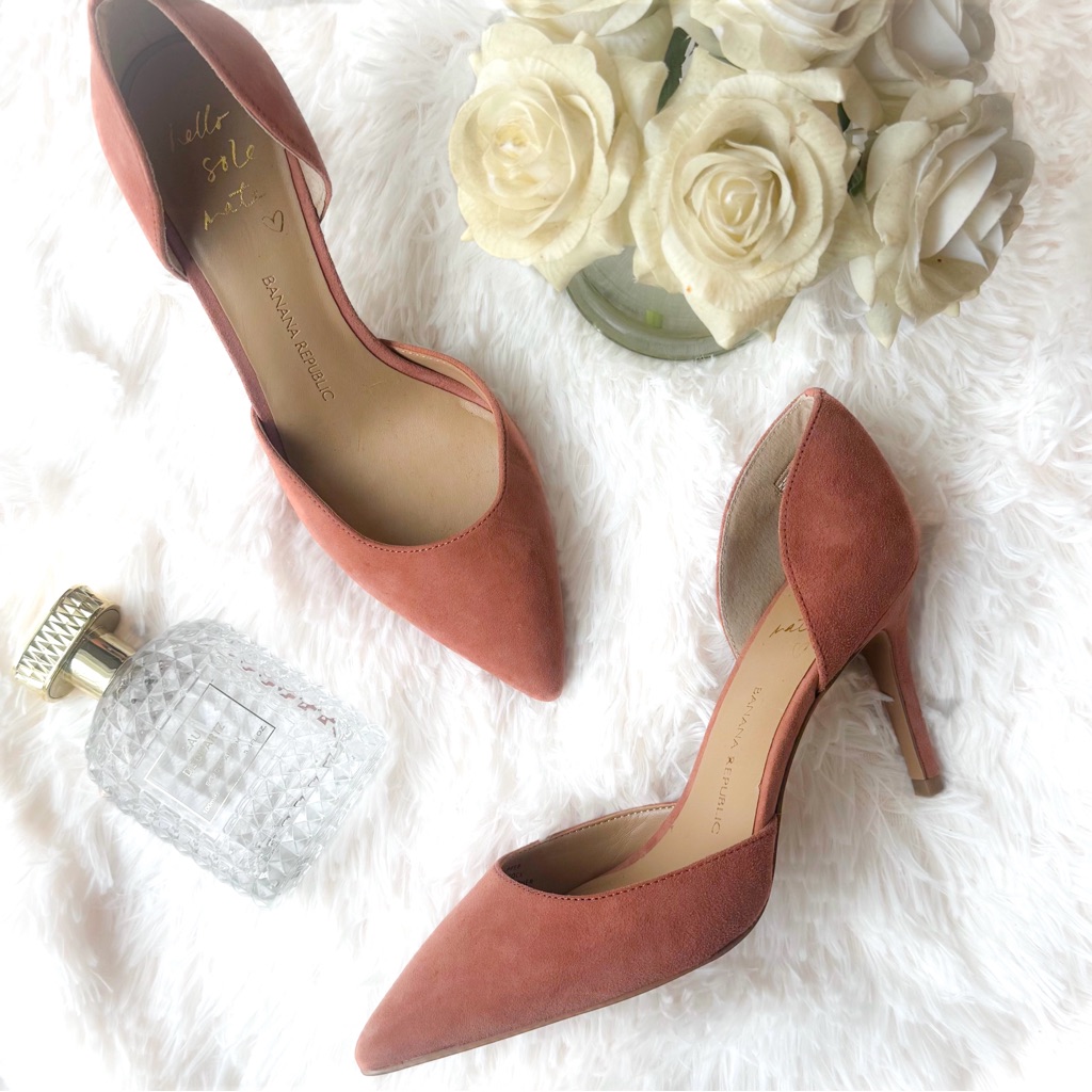 Banana Republic Alicia D’orsay Rose Pink Suede Pointed Toe Pumps
